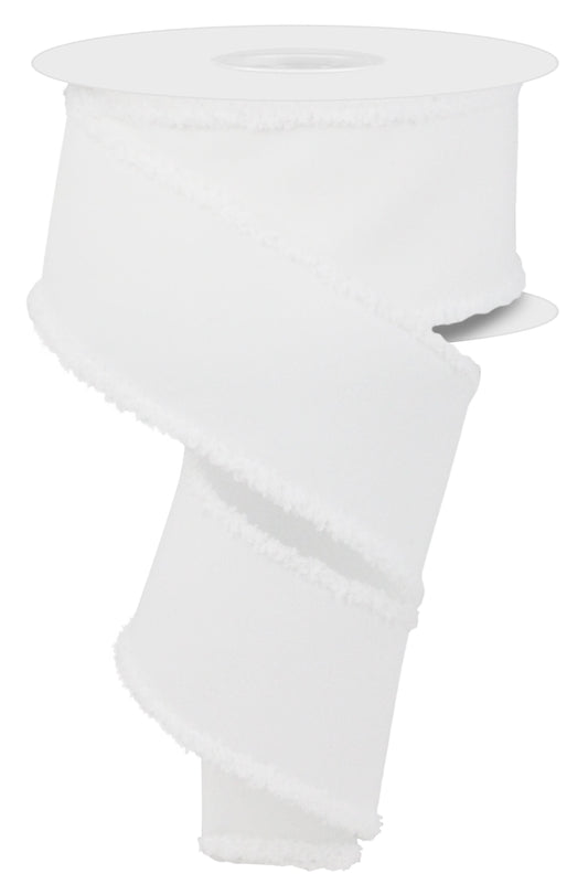 2.5" x 10yd White Glitter With Drift Edging Wired Ribbon