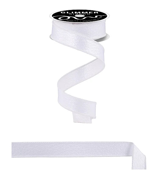 1" x 10yd Ice Crackle Fused - White Wired Ribbon