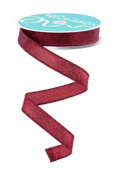 5/8" x 10yd Shimmer Glitter Wired Ribbon - Cranberry
