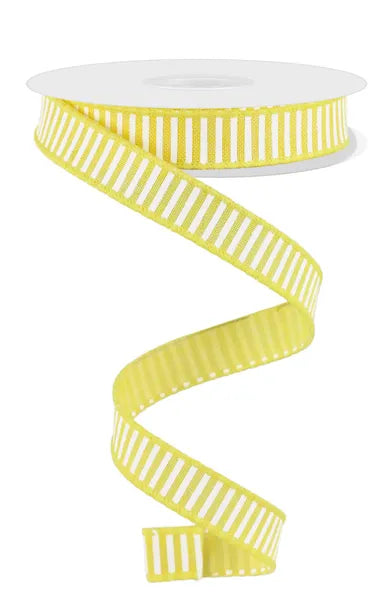 5/8" x 10yd White and Yellow Horizontal Stripes Wired Ribbon