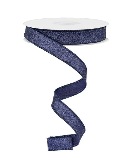 5/8" x 10yd Shimmer Glitter Wired Ribbon - Navy