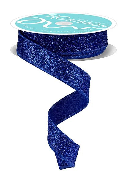 7/8" x 10yd Laser Glitter - Royal Blue Wired Ribbon