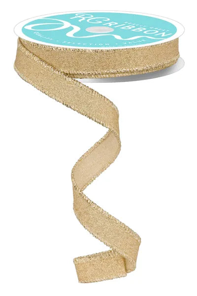 5/8" x 10yd Fine Glitter Wired Ribbon - Light Gold