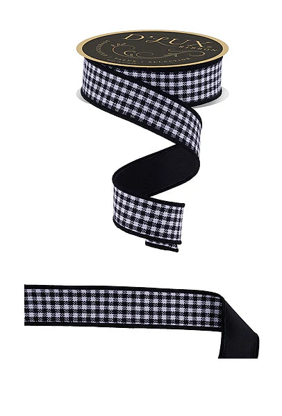 D'LUX 1.5" x 10yd Mini Check/Fused- Black and White