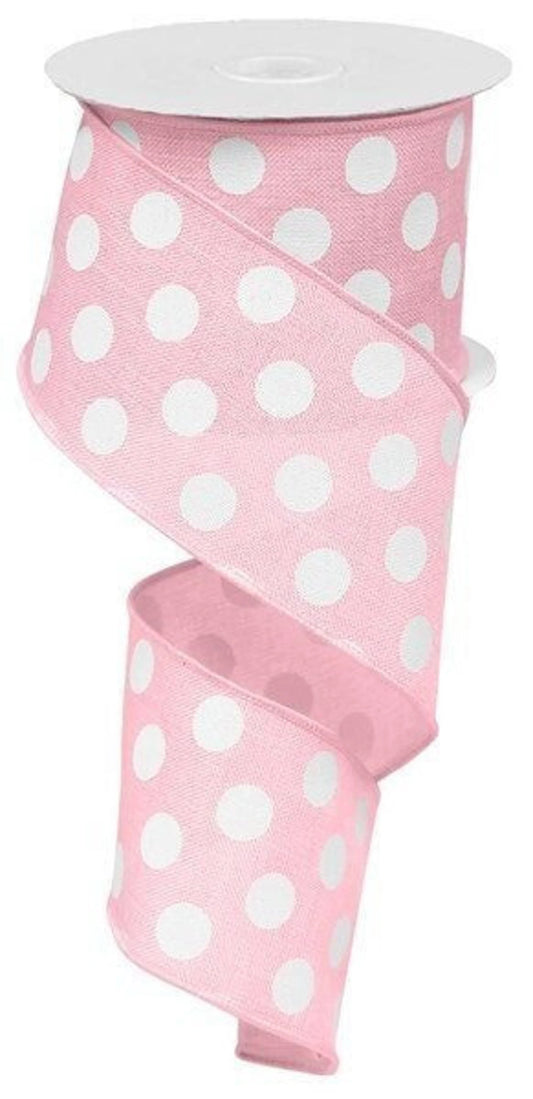 2.5" Pink and White Polka Dot
