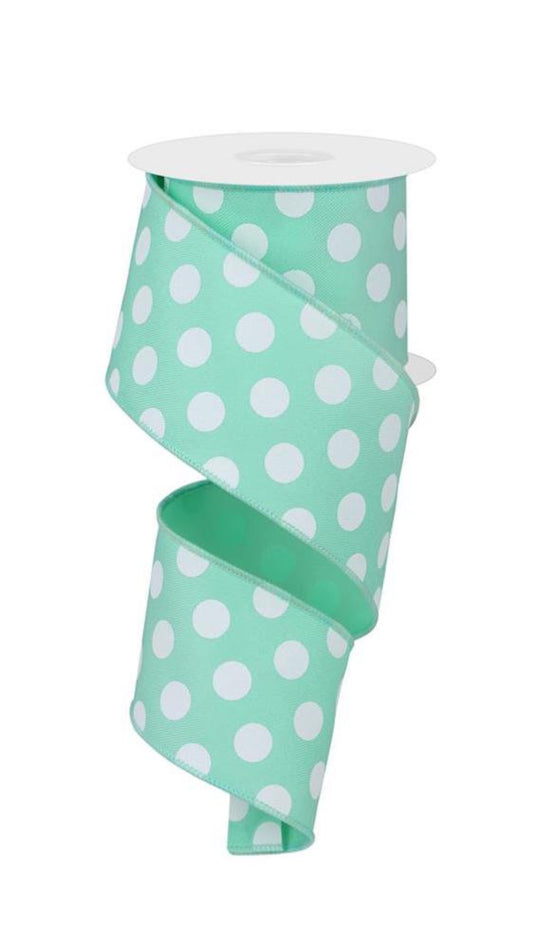2.5" Mint and White Polka Dot