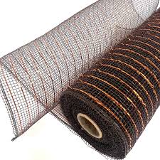 Chocolate Orange Metallic  Deco Mesh