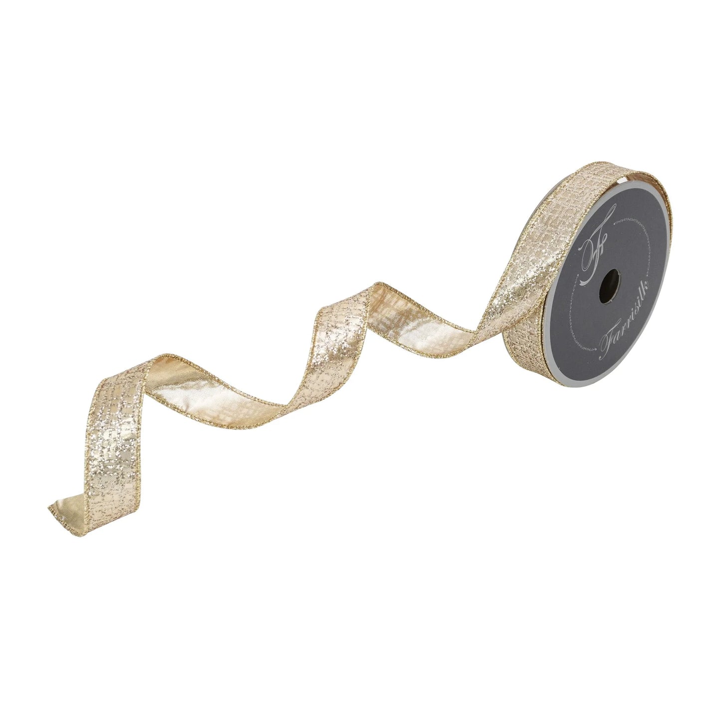 1" Farrisilk Graphic Glitter- Platinum Wired Ribbon